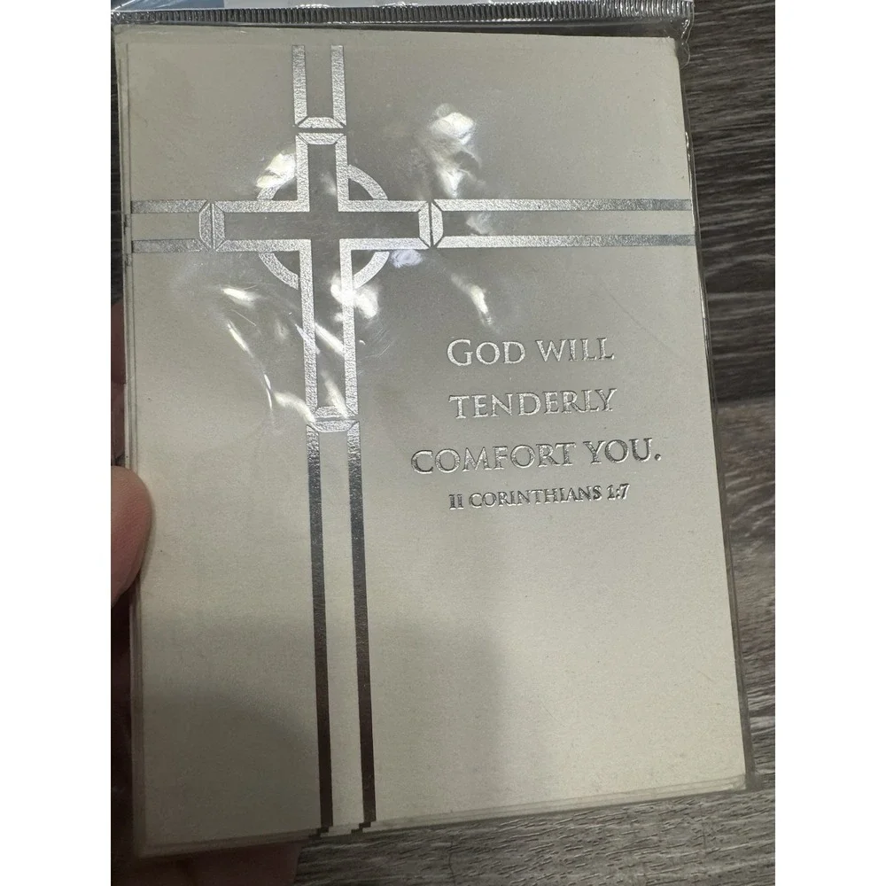 Set of 10 Religious SYMPATHY Cards +‎ Envelopes by Dayspring Silver Foil Blank